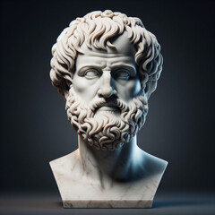 Aristotle bust sculpture, the Greek philosopher. Illustration of the sculpture of Aristotle. The Greek philosopher. Aristotle is a central figure in the history of Ancient Greek philosophy.