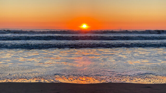 Ocean Waves on American Beach in Amelia Island Florida at Sunrise