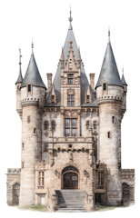 Fototapeta na wymiar PNG Architecture photo of german castle building tower white background