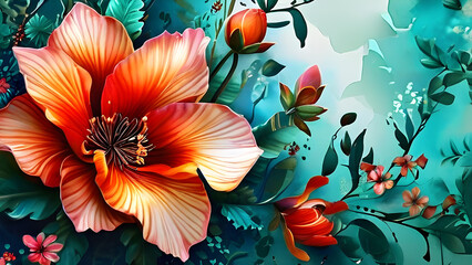 Colorful abstract floral background. 3d rendering, 3d illustration.