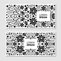 Luxury Christmas frame, abstract sketch winter floral design templates for xmas products. Geometric monochrome square, holly silver backgrounds with fir tree. Use for package, branding, decoration, - 787477239