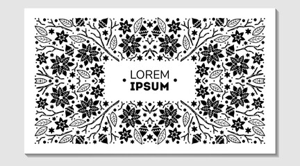 Luxury Christmas frame, abstract sketch winter floral design templates for xmas products. Geometric monochrome square, holly silver backgrounds with fir tree. Use for package, branding, decoration, - 787477804