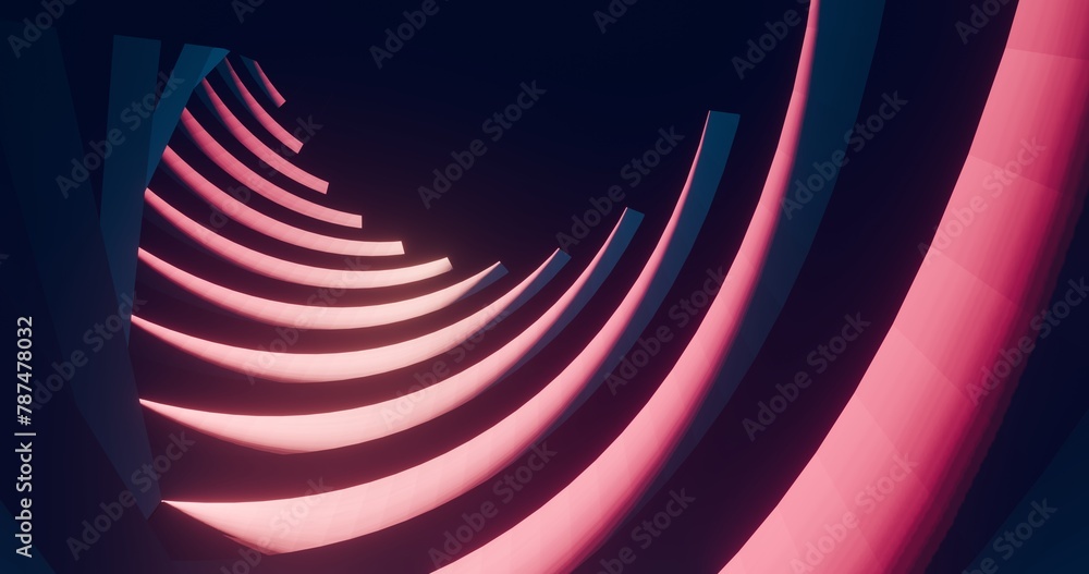 Poster futuristic architecture rotating spiral structure 3d render