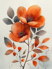 red poppy flower watercolor
