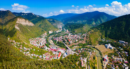 Borjomi town aerial panoramic view, Georgia
