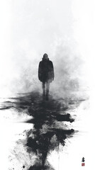 silhouette of a person in the mountains