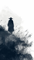 silhouette of a person in the mountains