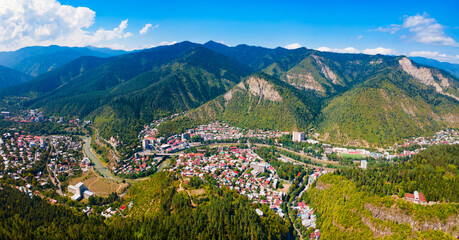 Fototapeta na wymiar Borjomi town aerial panoramic view, Georgia
