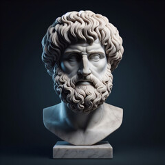 Obraz premium Aristotle bust sculpture, the Greek philosopher. Illustration of the sculpture of Aristotle. The Greek philosopher. Aristotle is a central figure in the history of Ancient Greek philosophy.