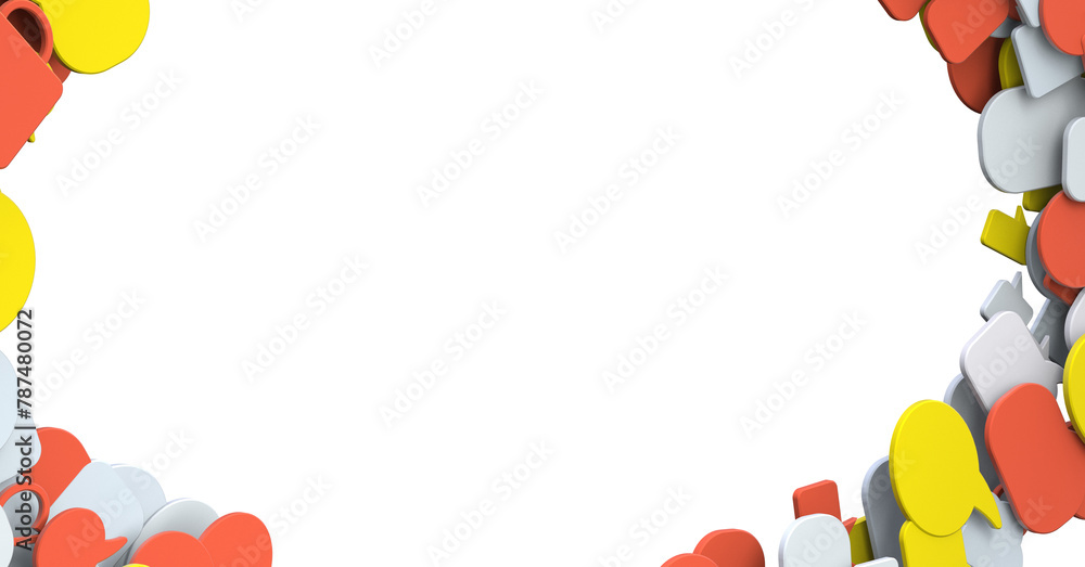 Poster 3d rendering flying email icon and web flying