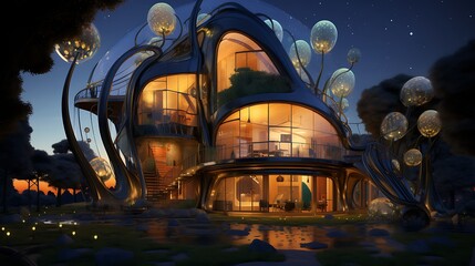 a house as a living entity, with AI-generated painters adding organic and biomorphic elements to...