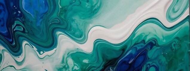 Abstract watercolor paint background by royal blue and jade green with liquid fluid texture for background, banner. - obrazy, fototapety, plakaty