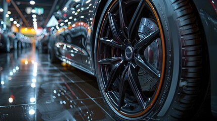 Sleek Tires Showcase: Clean Lines & Glossy Finish. Concept Car Photoshoot, Automotive Photography, Sleek Design, Luxury Vehicles, High-End Detailing