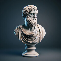 Obraz premium Aristotle bust sculpture, the Greek philosopher. Illustration of the sculpture of Aristotle. The Greek philosopher. Aristotle is a central figure in the history of Ancient Greek philosophy.