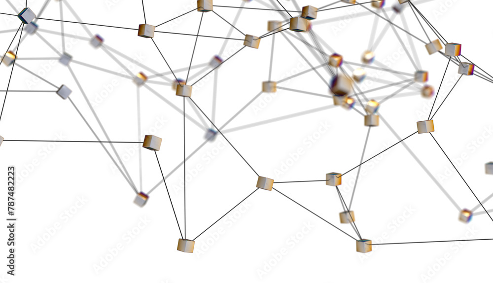 Leinwandbilder Abstract digital connection dots and lines. Technology background. Network connection structure. Plexus effect. 3d