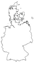 Contours of the map of Germany, Denmark