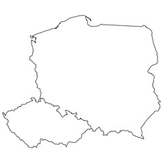 Contours of the map of Poland, Czech Republic