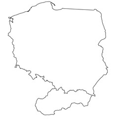 Contours of the map of Poland, Slovakia