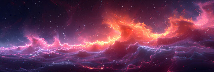 Mystical Burgundy Landscape Embraced by Psychic Wave Phenomena