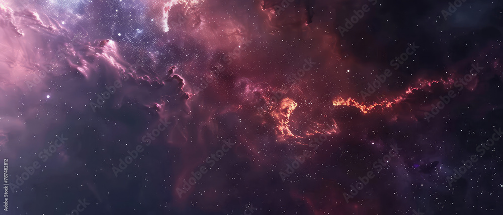 Wall mural starry pink nebula scattered across night sky