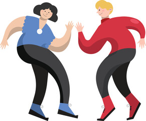 Fototapeta premium Two Person Dancing. Happy Couple. Young People Have Fun Together