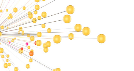 Abstract polygonal space with connecting dots and lines. Dark background. Connection structure. 3d Widescreen