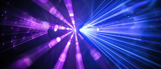 Obraz premium Purple and blue laser heart in darkness
