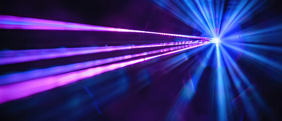 Abstract purple and blue laser light beams
