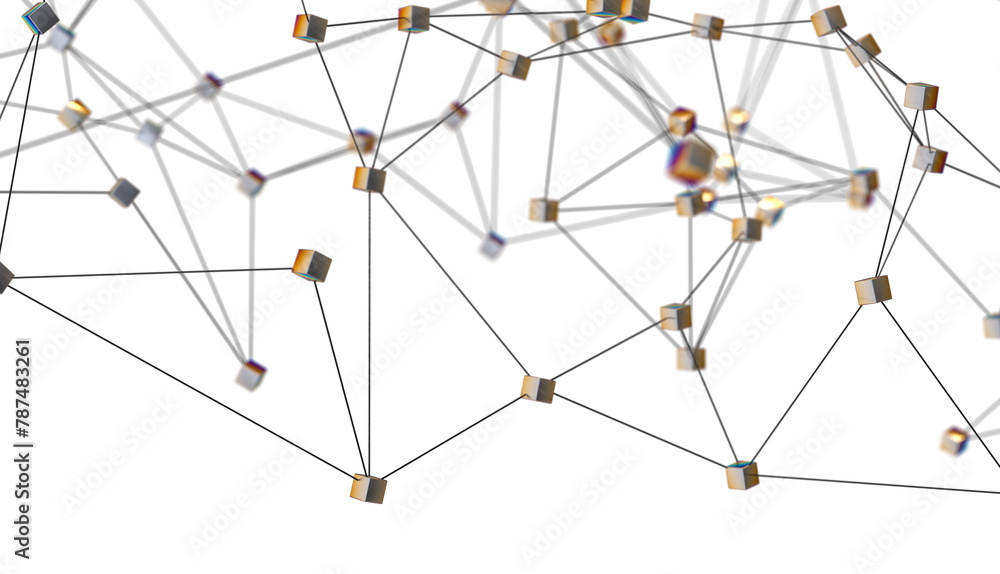 Poster Abstract digital connection dots and lines. Technology background. Network connection structure. Plexus effect. 3d
