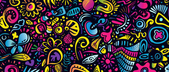 Naklejka premium Colorful abstract doodle art pattern