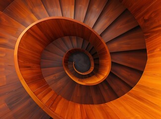 Spiral wooden staircase