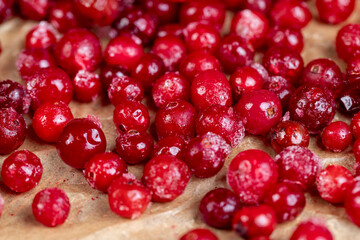 frozen for storage ripe red cranberries