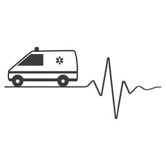Illustration of ambulance and heartbeat line icon