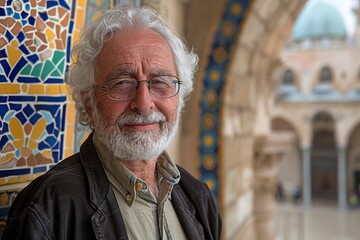 portrait of an elderly gentleman enjoying the city