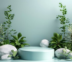Group of Plants and Rocks on Table