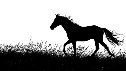 PNG A horse silhouette clip art animal mammal herbivorous. - obrazy, fototapety, plakaty