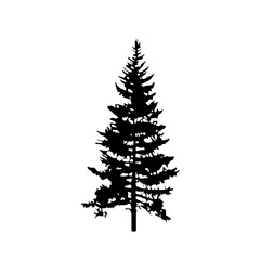 Pine Tree Silhouette Vector Clipart.