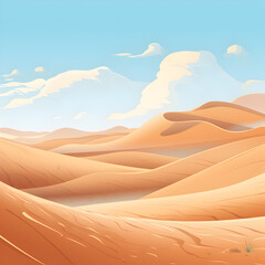 Fototapeta na wymiar Illustration of dune desert landscape at day light