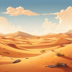 Fototapeta na wymiar Illustration of dune desert landscape at day light