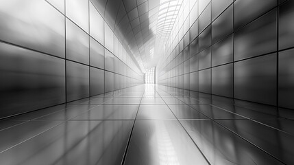 Obraz premium A long, narrow hallway with a lot of empty space