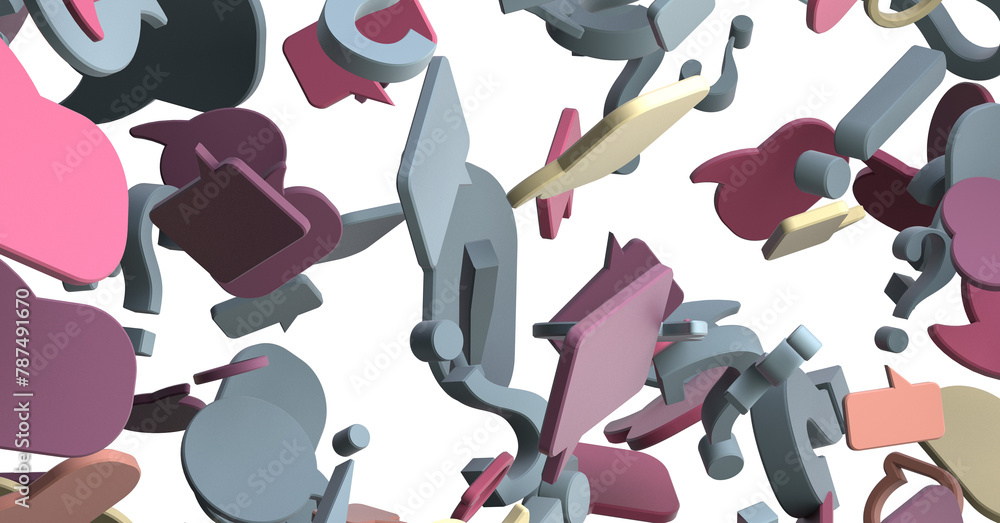Poster touching 3d rendering flying email icon with his fin