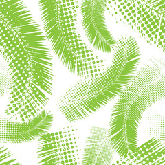 Palm leaves seamless pattern on white background. Vector background