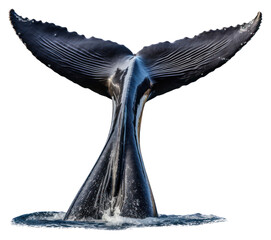 PNG A real humpback whale tail animal white background splashing. - obrazy, fototapety, plakaty