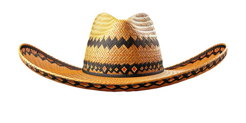 Mexican sombrero hat isolated on transparent  background. 3d rendering