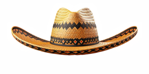 Mexican sombrero hat isolated on transparent  background. 3d rendering