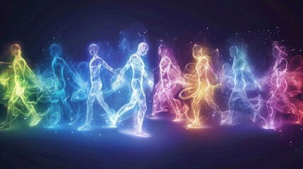 A visualization of the energetic connection between individuals showing how our energy can influence and affect those around us. . - obrazy, fototapety, plakaty
