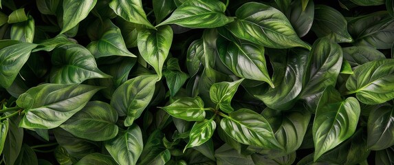 Close Up of a Lush Green Plant With Abundant Leaves - obrazy, fototapety, plakaty