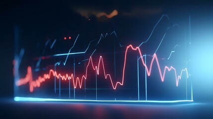 Futuristic glowing forex chart interface. 3D Rendering