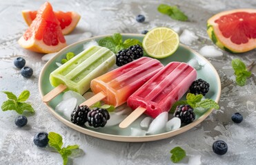 Plate of Popsicles and Fruit