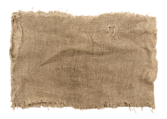 Burlap texture. A piece of torn burlap on a white background. Canvas. Packing material